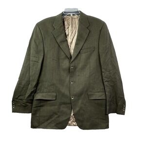 Vintage Woolmark Sport Coat Mens 42R‎ Green Pure Wool 3 Button Classic Career